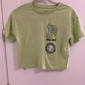 Peanuts Kids Green Graphic Cropped T-Shirt Size Large